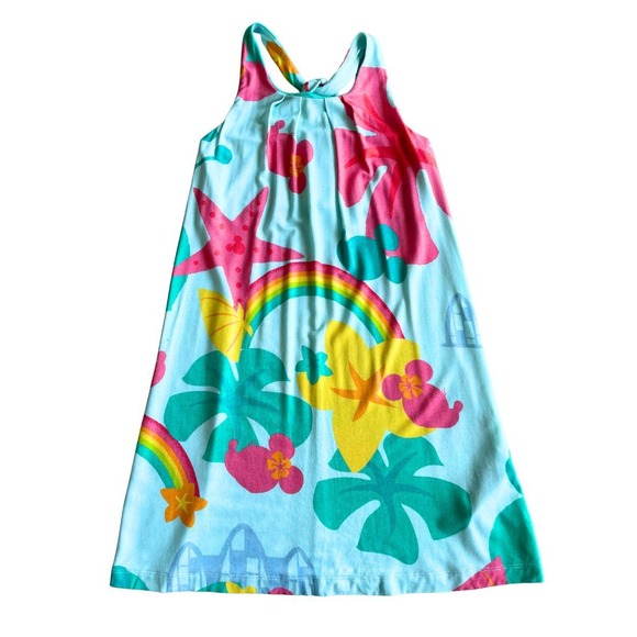 Disney Other - Disney Aulani Artist Showcase Hawaiian Dress Kids XS-4 Tropical Rainbow Hibiscus